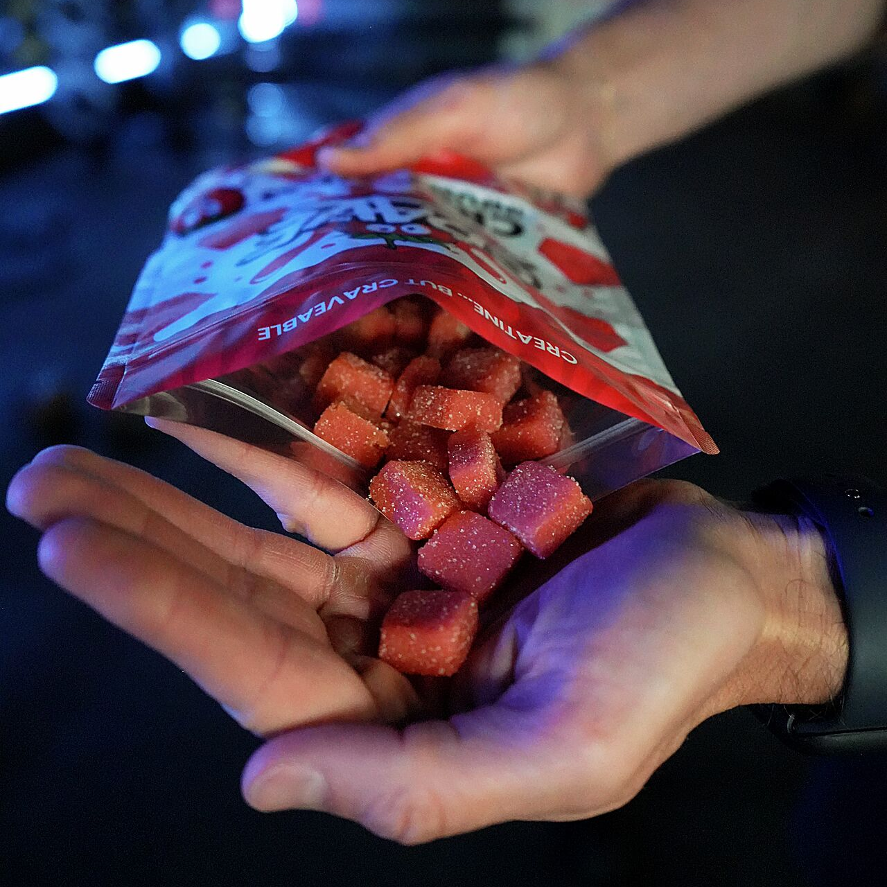 Handful of gummies from the bag