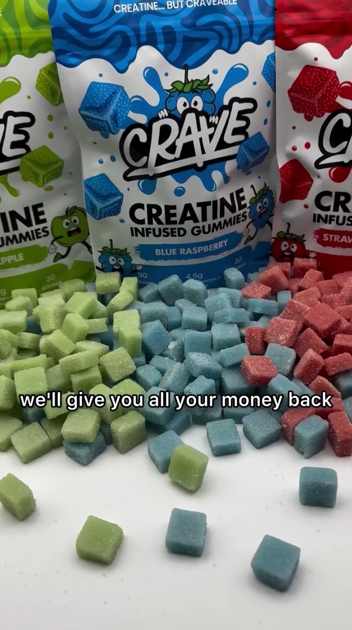 Three bags and three piles of gummies